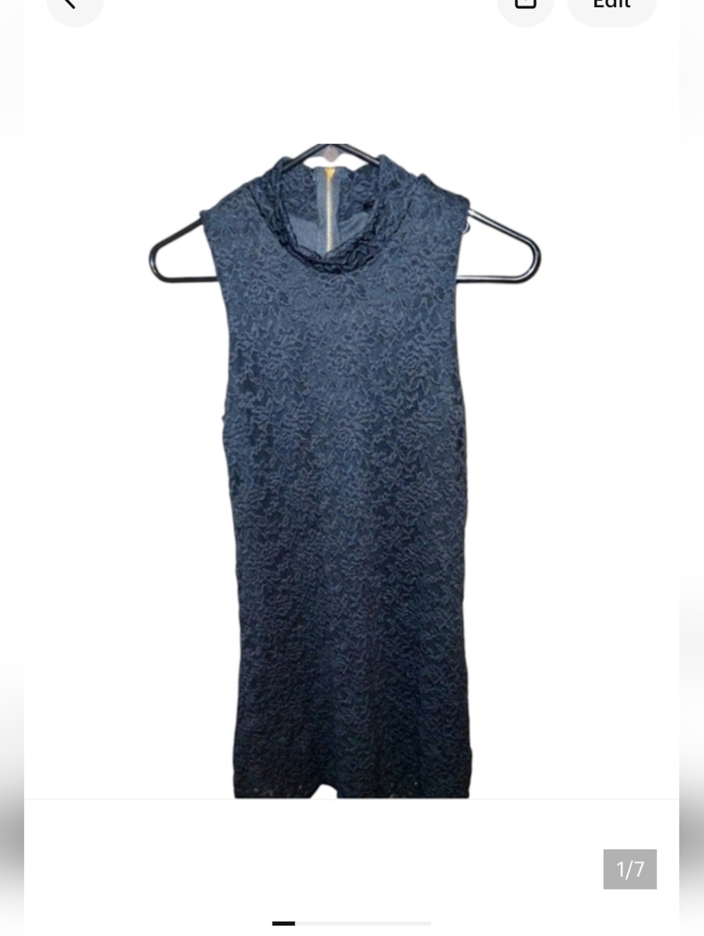 Audrey black lace dress, mock turtleneck, soft lace size s - Picture 8 of 8
